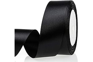 ATRBB 25 Yards 1.5 Inch Wide Black Satin Ribbon