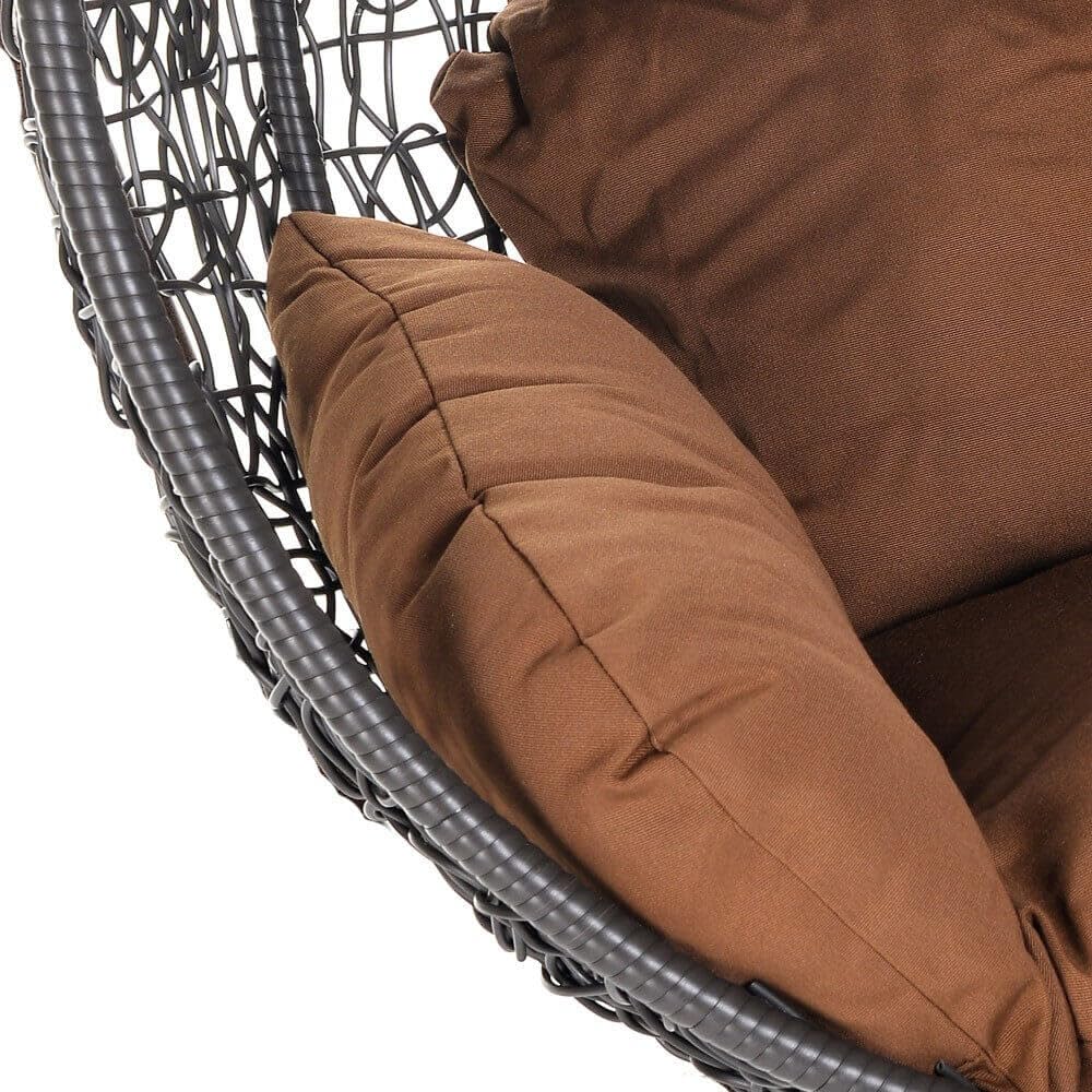 HOME DELUXE - Fauteuil Suspendu Cielo - Gris, Panier Seul - Coussins d'assise et de Dossier Inclus I Chaise Suspendue en Poly rotin Balançoire de Jardin Panier Suspendu