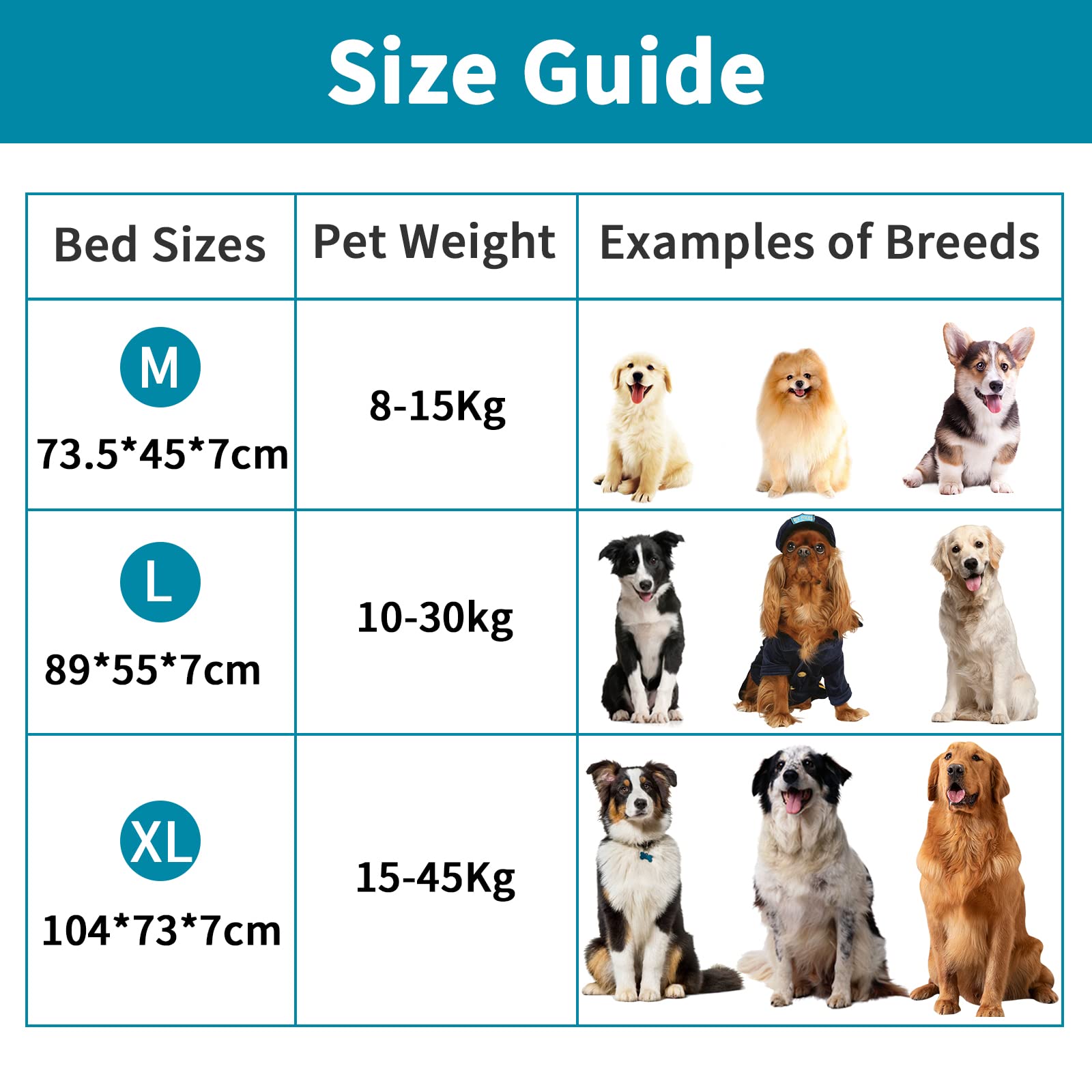 Geegoos Letto per cani in memory foam, grande letto per cani, lavabile con cerniera rimovibile, fodera impermeabile, materasso per cani con fodera e fondo antiscivolo (104 x 73 x 7 cm, grigio)