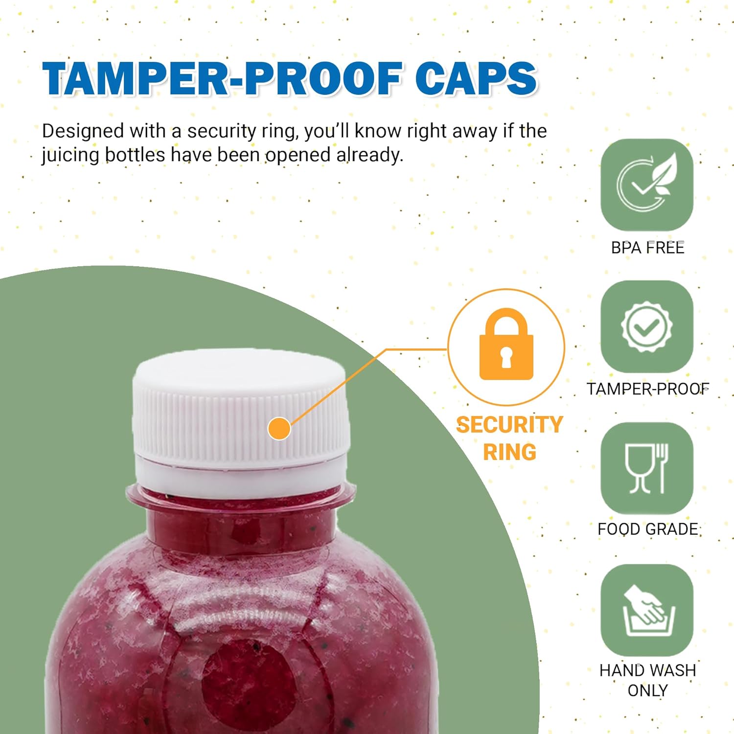 Holotap 16 OZ Empty Plastic Juice Bottles Pack of 30 Clear Disposable Bulk Drink Bottles with White Tamper Evident Caps Lids (16 OZ, White)