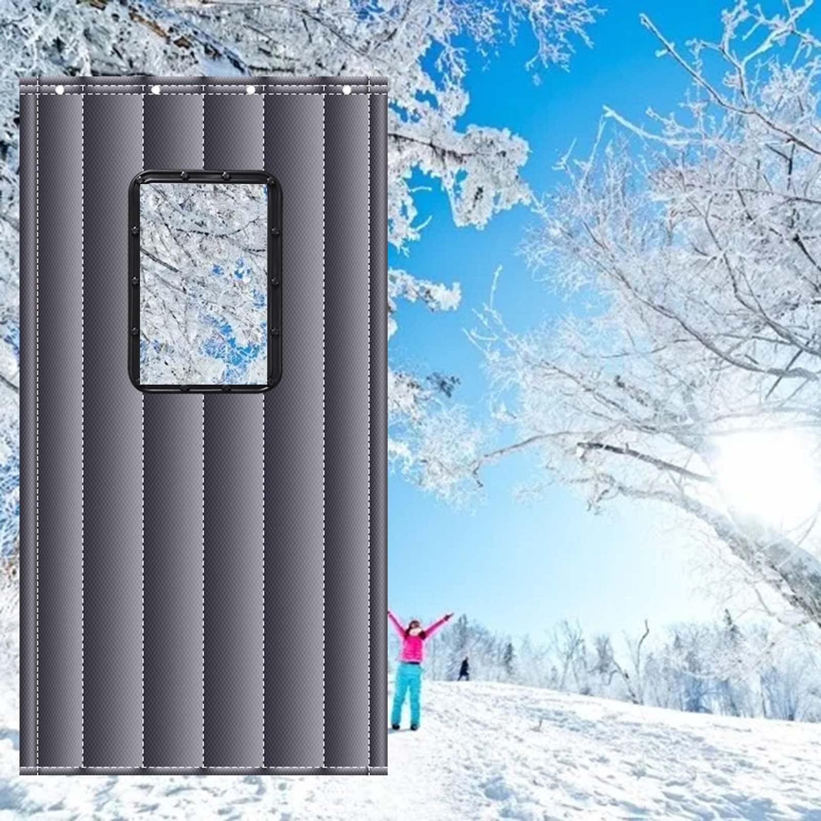 Tenda per porta con isolamento termico resistente, impermeabile, antivento, copertura per ingresso, riduzione del rumore, in pelle PU, schermo per protezione invernale (E 80 cm x 230 cm)