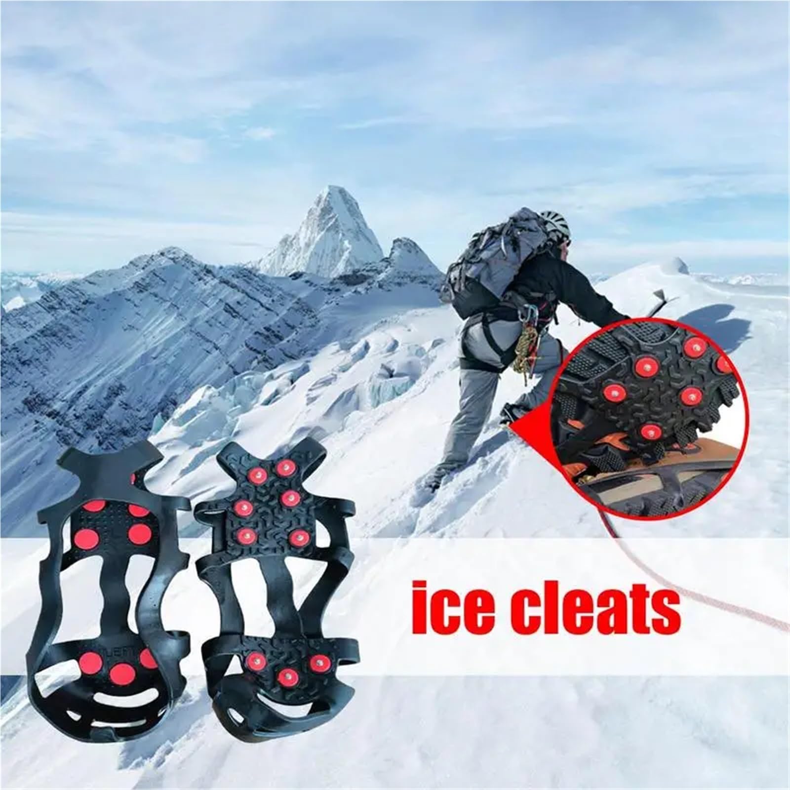Grödel Ice Cleats Non-Slip Grips Silicone Shoe Spike for Snow and Portable Cleat for Hiking Climbing Fishing für Winterwanderungen