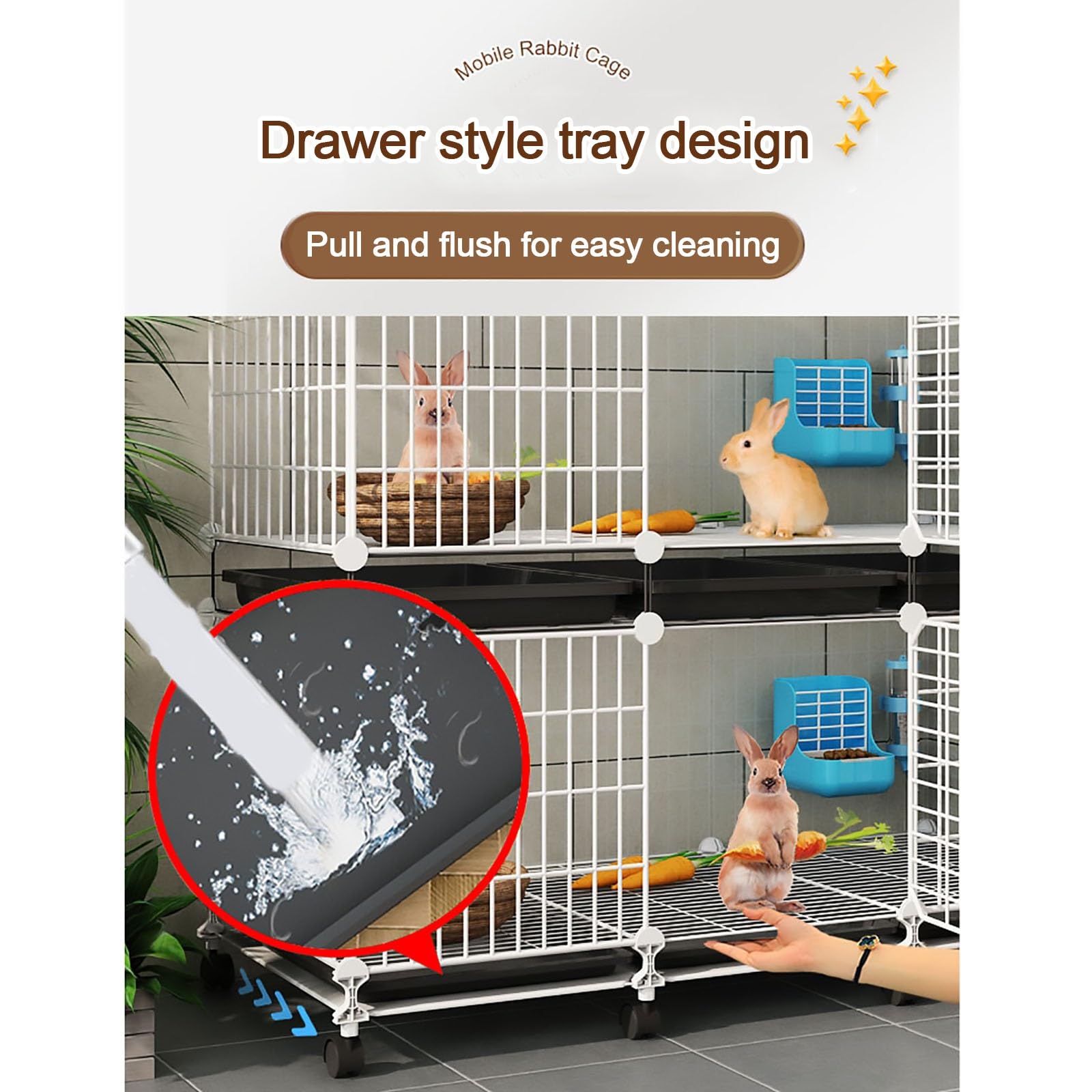 Rabbit♡　1005 Rabbit Cage Indoor Bunny Hutch, DIY Encrypted Rabbit Cage