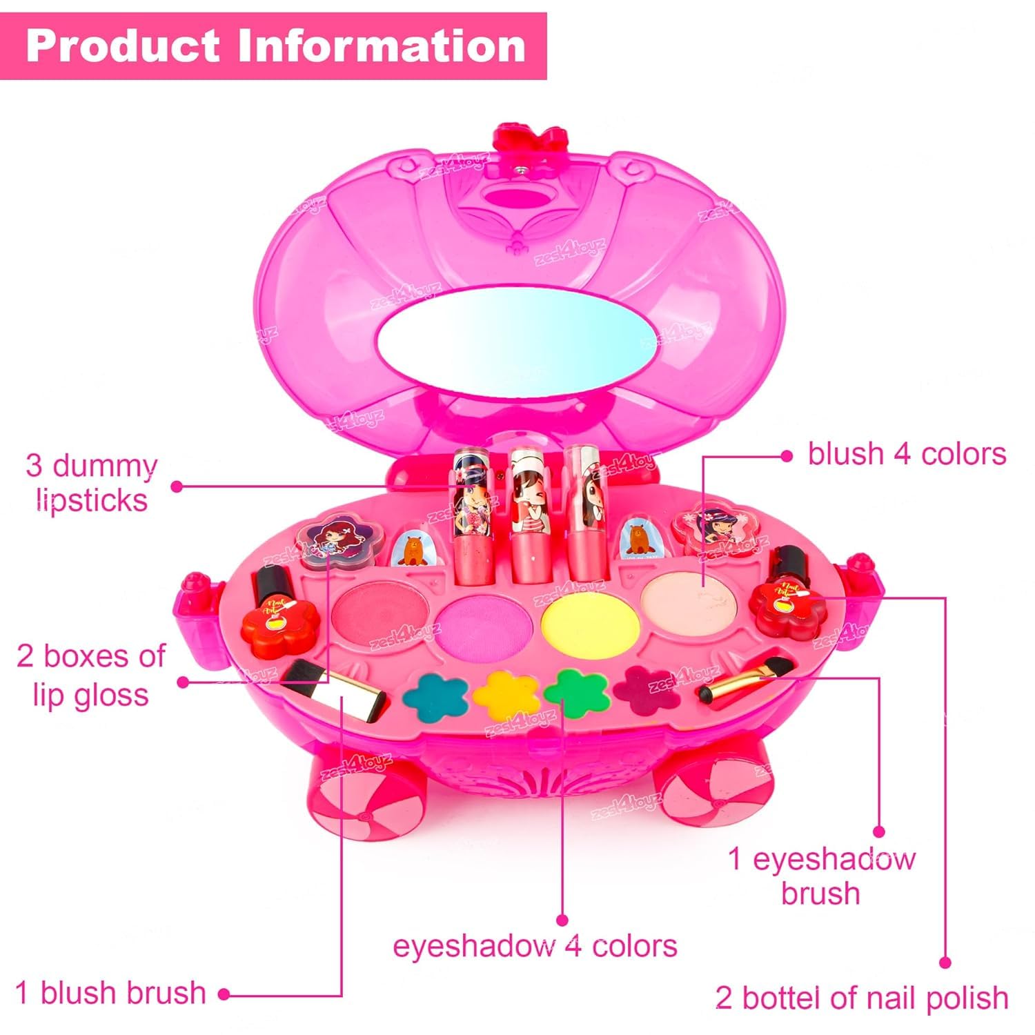 TOYIQ Beauty Set Gift Toys for Girls Makeup Kit Car Set Washable Make up for Kids Princess Cosmetic Real Beauty Set Role Play 2