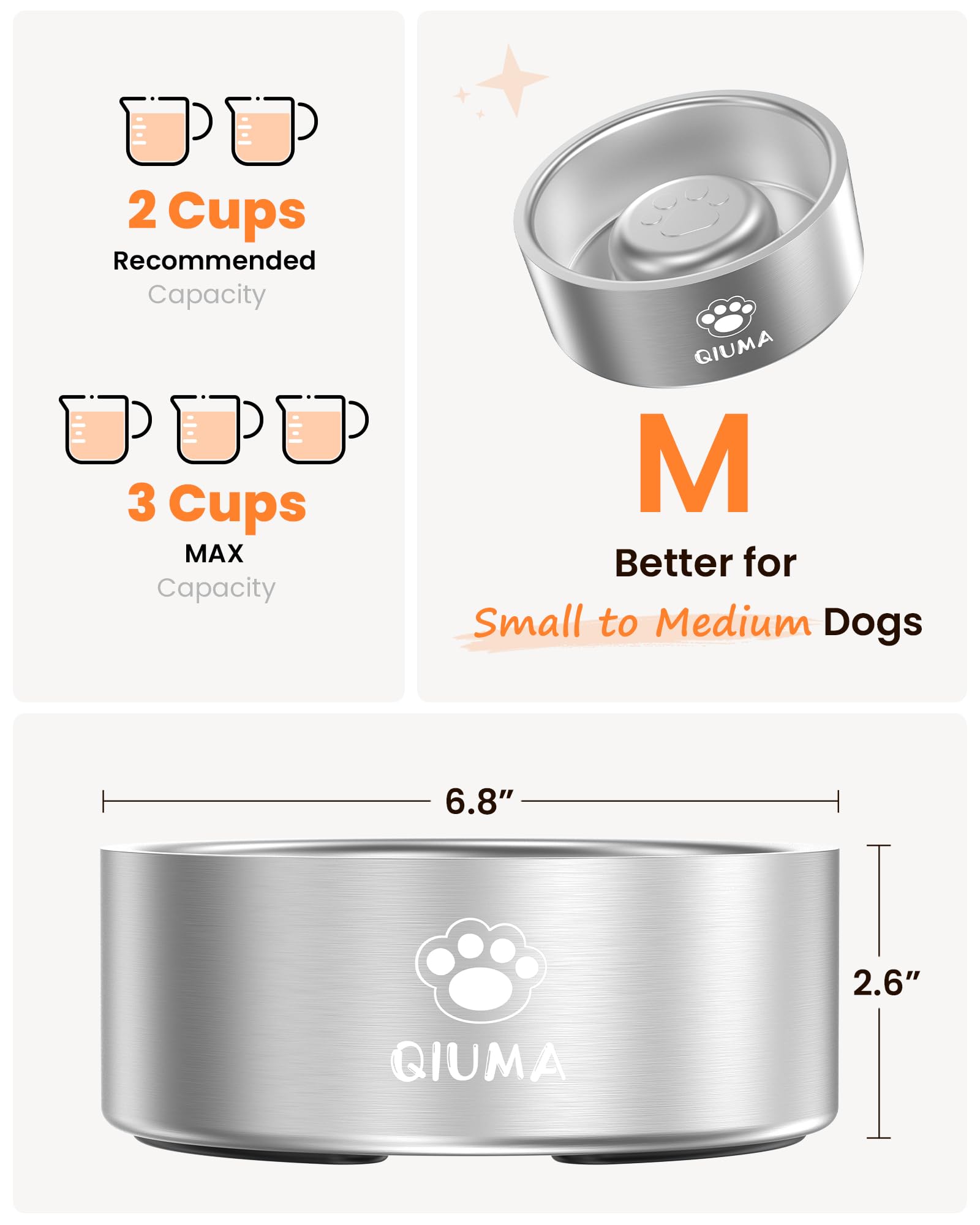 Slow Feeder Dog Bowls Stainless Steel, Food-Grade 304 Dog Slow Feeder Bowl 2 Cups Capacity, Heavy Duty Double-Layer with Non-Slip Base, Pet Puzzle Bowl for Small & Medium Dogs (Silver) - image 2