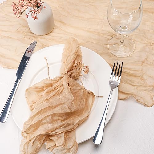 Miniatura 5 de Dololoo Juego de 6 servilletas de gasa de 20 x 20 pulgadas, hechas a mano, cuadradas, rústicas, para fiestas, bodas, eventos, cenas familiares,