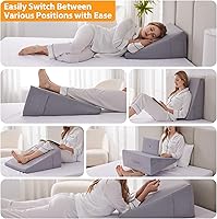 Vista 3 de Almohada de cuña para dormir, almohada de cuña de cama de 10 pulgadas para cabecero, cuñas inclinadas triangulares para reflujo ácido, cuña