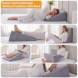 Ruqmuis Wedge Pillow for Sleeping, 10 Bed Wedge Pillow for Headboard, Triangle Incline Wedges for Acid Reflux, Pillow Wedge for Back Pain Relief, Elevated Leg Pillows After Surgery, Snoring, Velvet