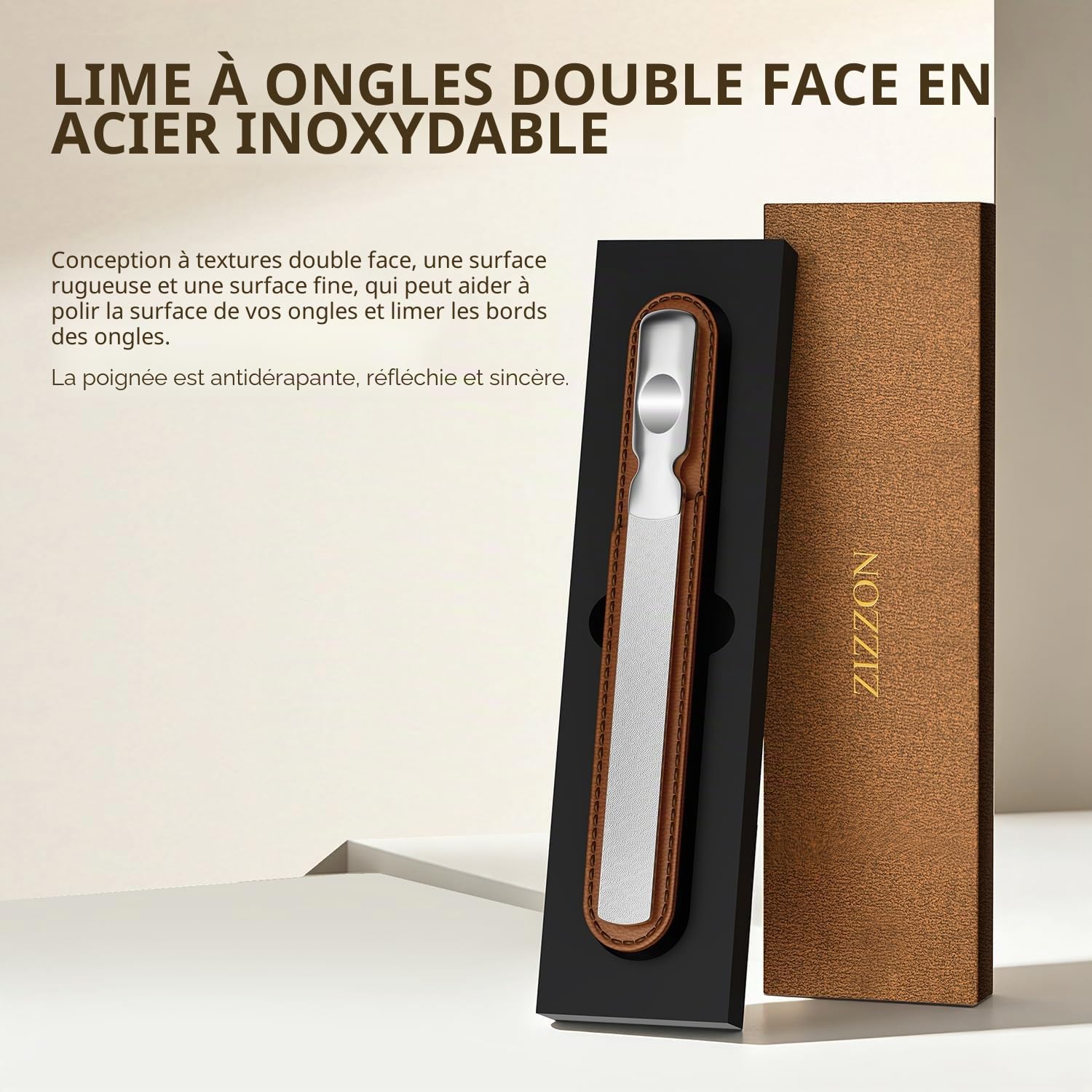 Des fichiers à ongles professionnels en acier inoxydable à double face pour femmes et hommes, réutilisables et résistants pour la manucure des ongles naturels