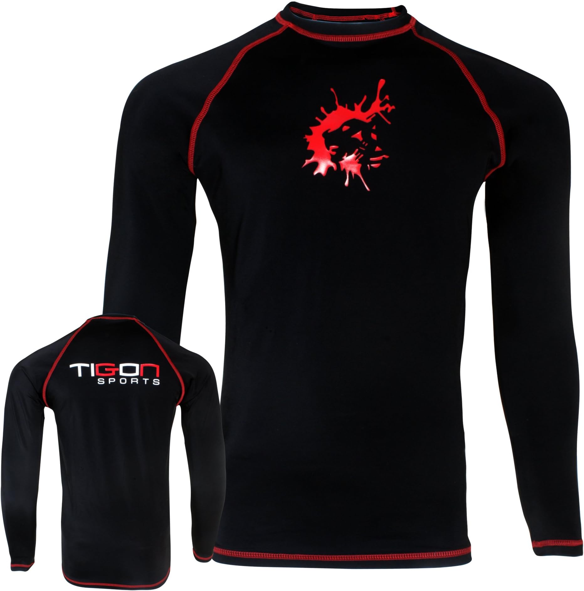 Tigon SportsTigon MMA Rash Guard Compression Base Layer Sleeve Mens Full Sleeve Black Karate Martial Arts
