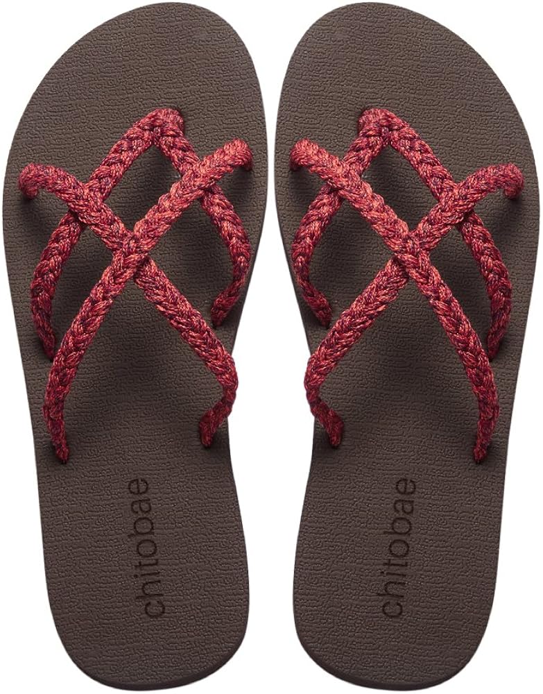 chitobae Flip Flops Sandal for Women 11 Cherry Red