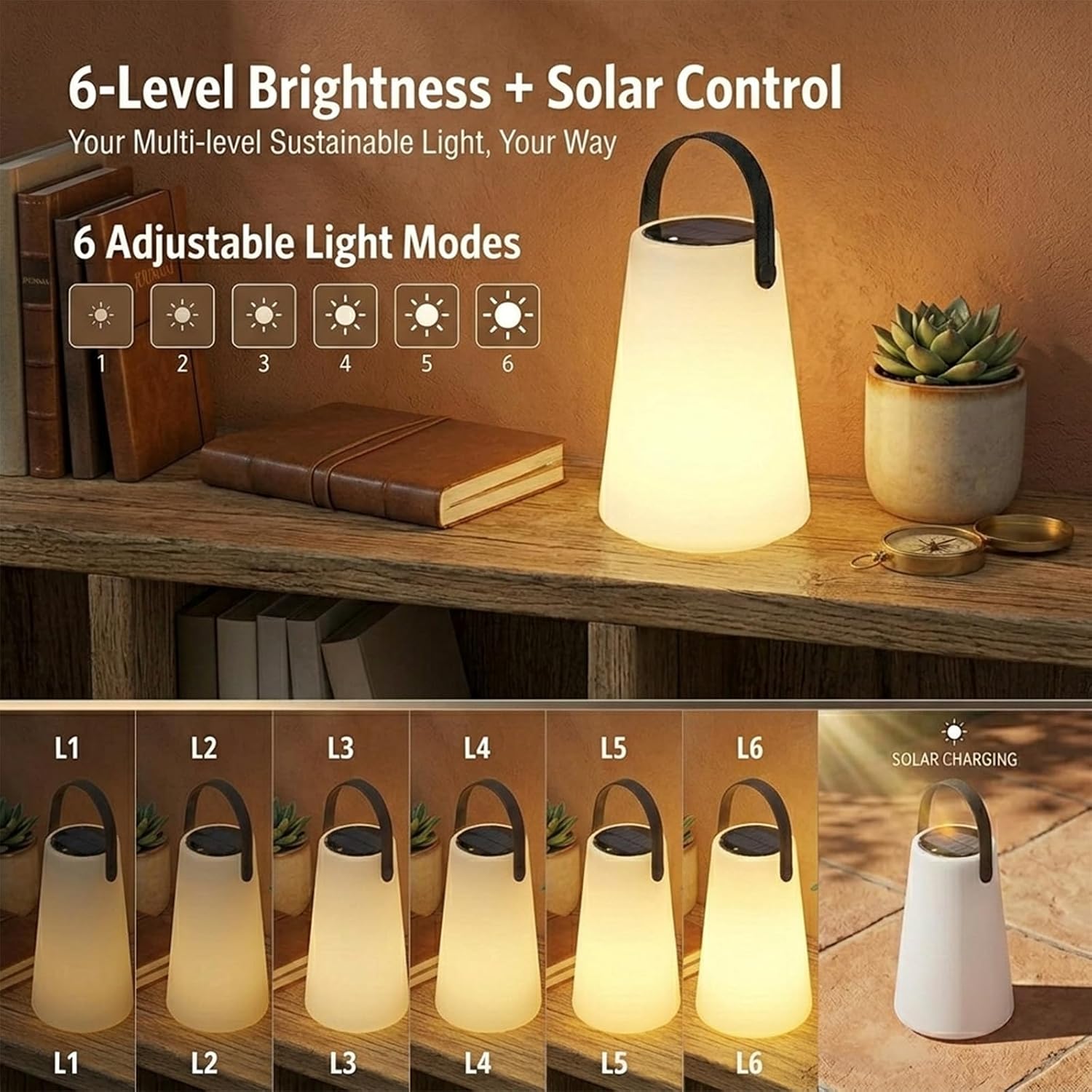 Solar Table Lamp Outdoor, Rechargeable Waterproof LED Lantern for Patio | Remote control Battery Operated Portable Cordless Table Lamp with RGB Lights for Deck Camping Garden (TPU Handle)