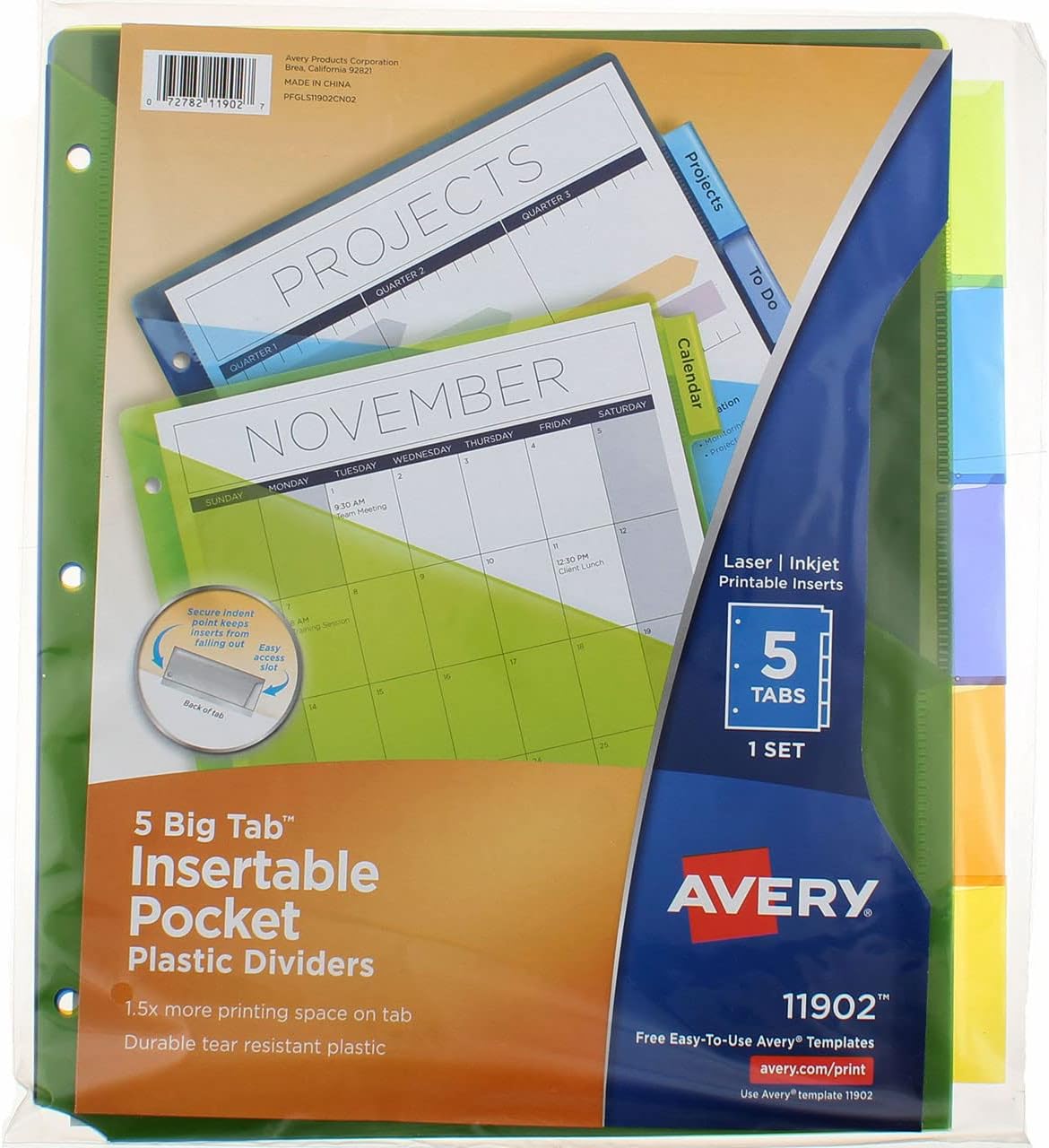 Avery 11902 Divider 5Tab Plstc Office Products