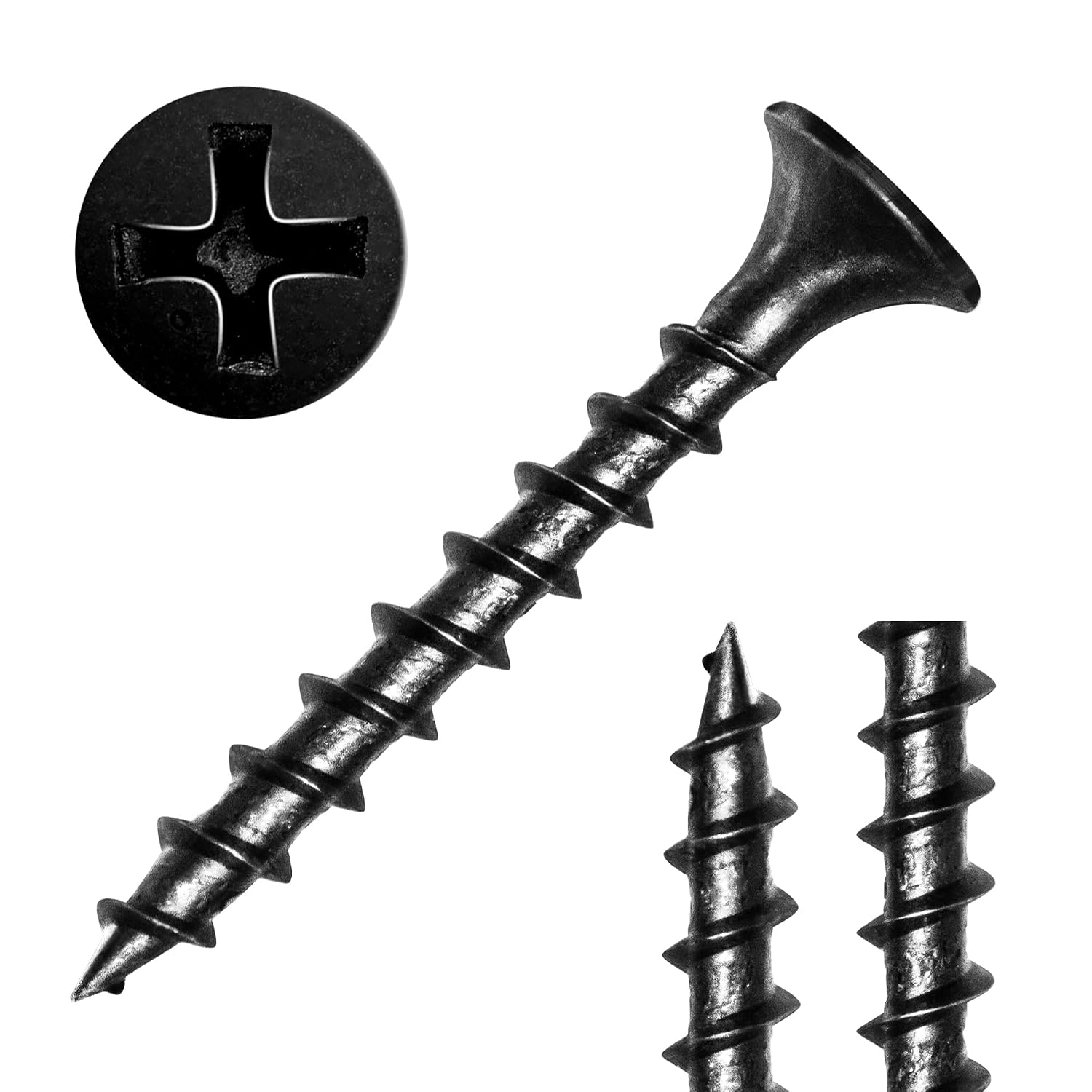 meite Drywall Screws, #6 x 1-1/4" Coarse Thread Wood Screws, Black Screws, Phosphate Finish Phillips Drive Self Tapping Screws for Drywall, Wood and Furniture (25LBS)