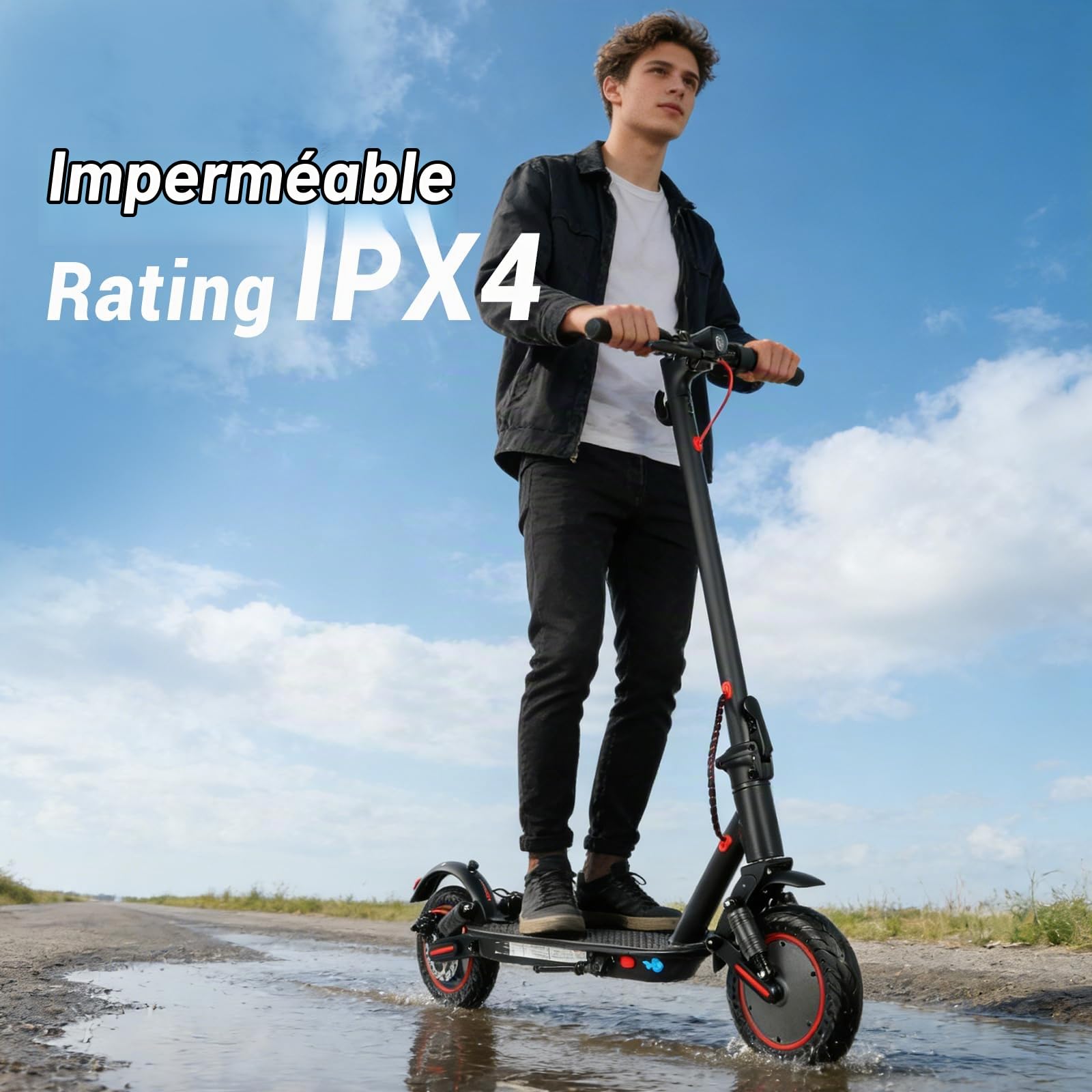 Trottinette Électrique Adulte Pliable 350W, 25 km/h, Autonomie 30 km, Pneus Pleins 10", Double Suspension, Frein Électronique + Disque, Charge 120 kg – Confort & Sécurité Urbaine