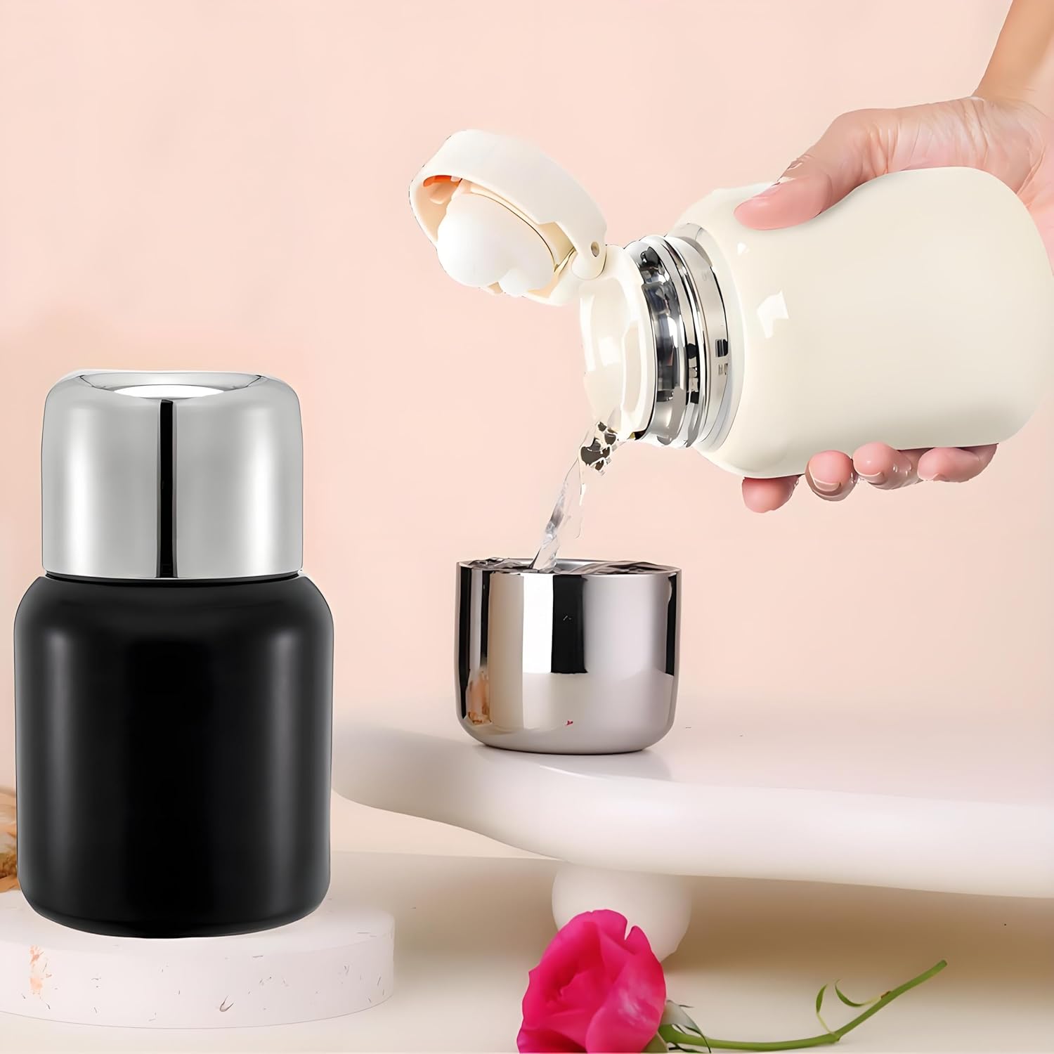 2 Pack Small Insulated Water Bottle, 12 Oz Wide Mouth Stainless Steel Drinking Bottles, Portable Leak-proof Sport Travel Flask Coffee Mug for Keep Drink Cold Hot - Image 6