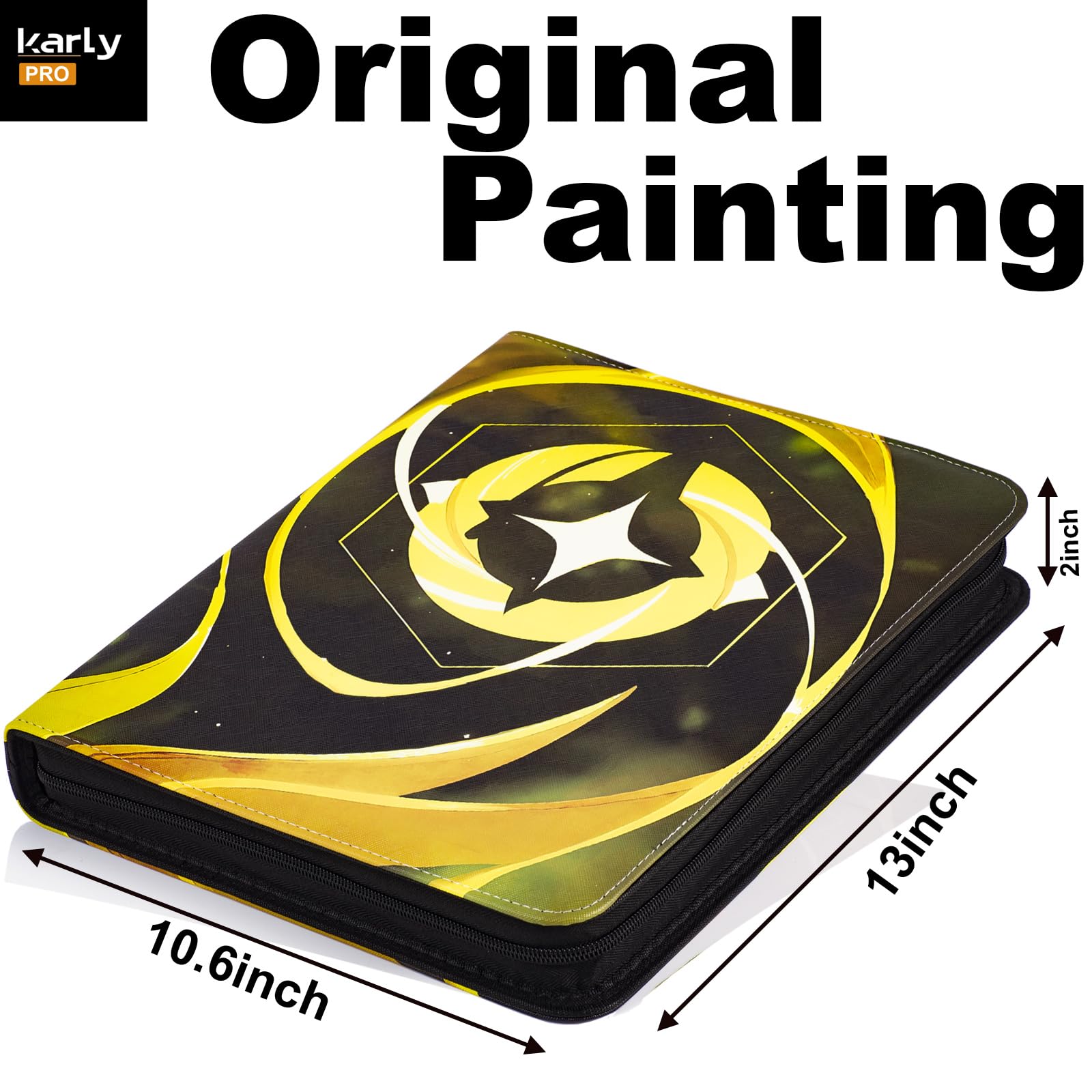 Carpeta para tarjetas Lorcana, álbum de tarjetas coleccionables de 990 bolsillos, 3 anillas, compatible con tarjetas Lorcana, tarjetas TCG y otras tarjetas de juego, color amarillo