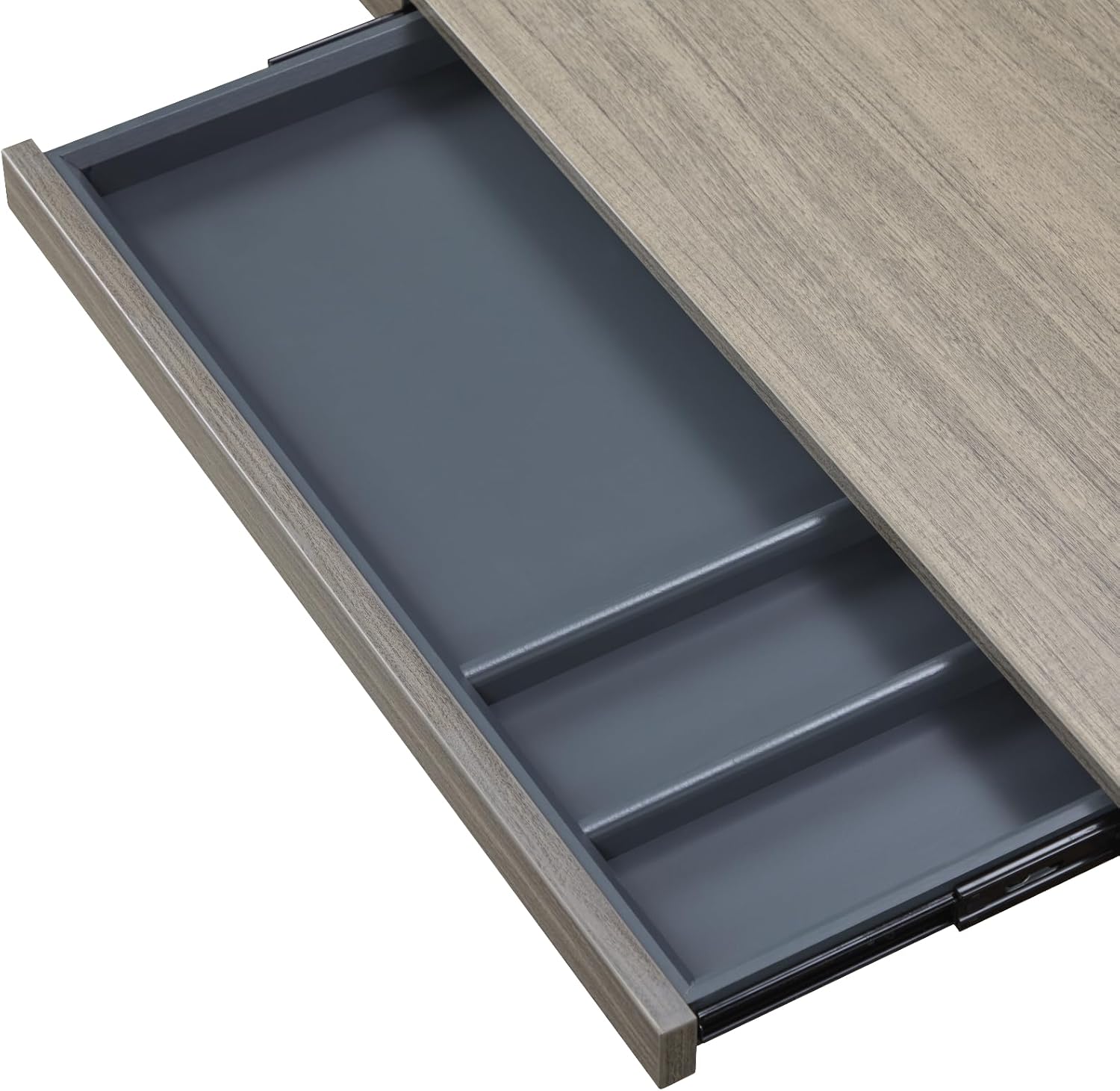 Interior view of the desk's storage drawer