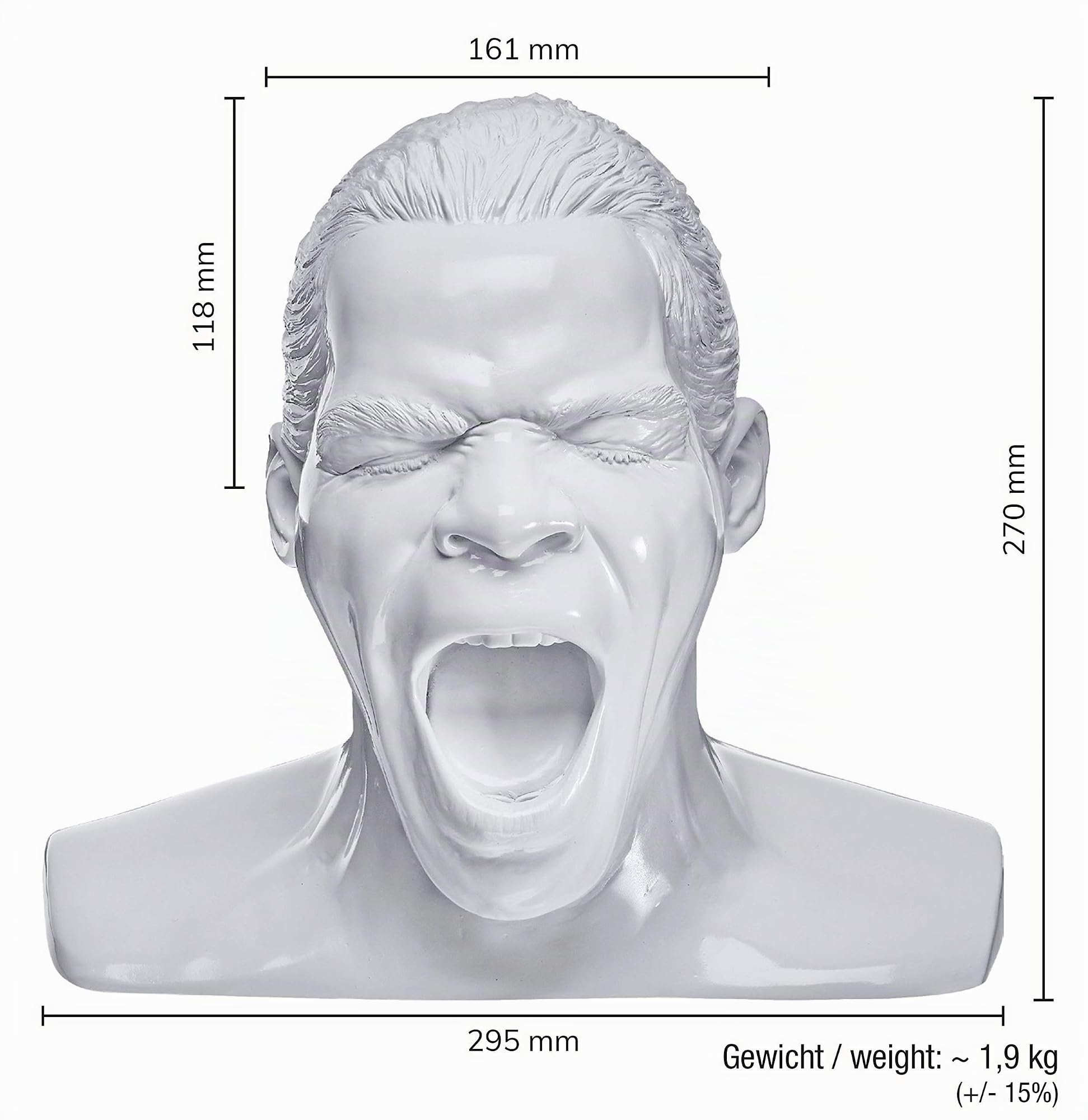 Oehlbach Scream Unlimited - Kopfhörerständer in Form des legendären Oehlbach-Kopfes - Optimale Aufbewahrung von größeren Over-/On-Ear Kopfhörer Handmade - weiß