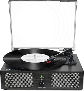 Vinyl Record Player Wireless Bluetooth Turntable with Built-in Speakers & USB, Belt-Driven Vintage Phonograph Record Player, 3 Speed Turntables for Vinyl Records, Auto Off Vinyl Player for Home Decor