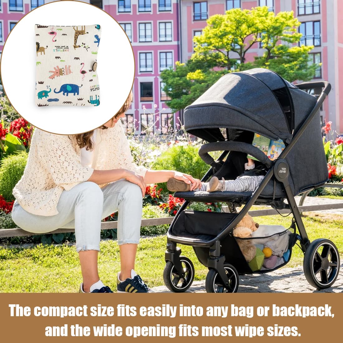 XPEX 2 en 1 Sac à Couche de Bébé, Sac à Langer pour Cosmétiques, Lingettes et Accessoires, Trousse de Toilette Bébé, Trousse de Soin de Voyage Pratique pour Bébé (Motif de Dinosaure)