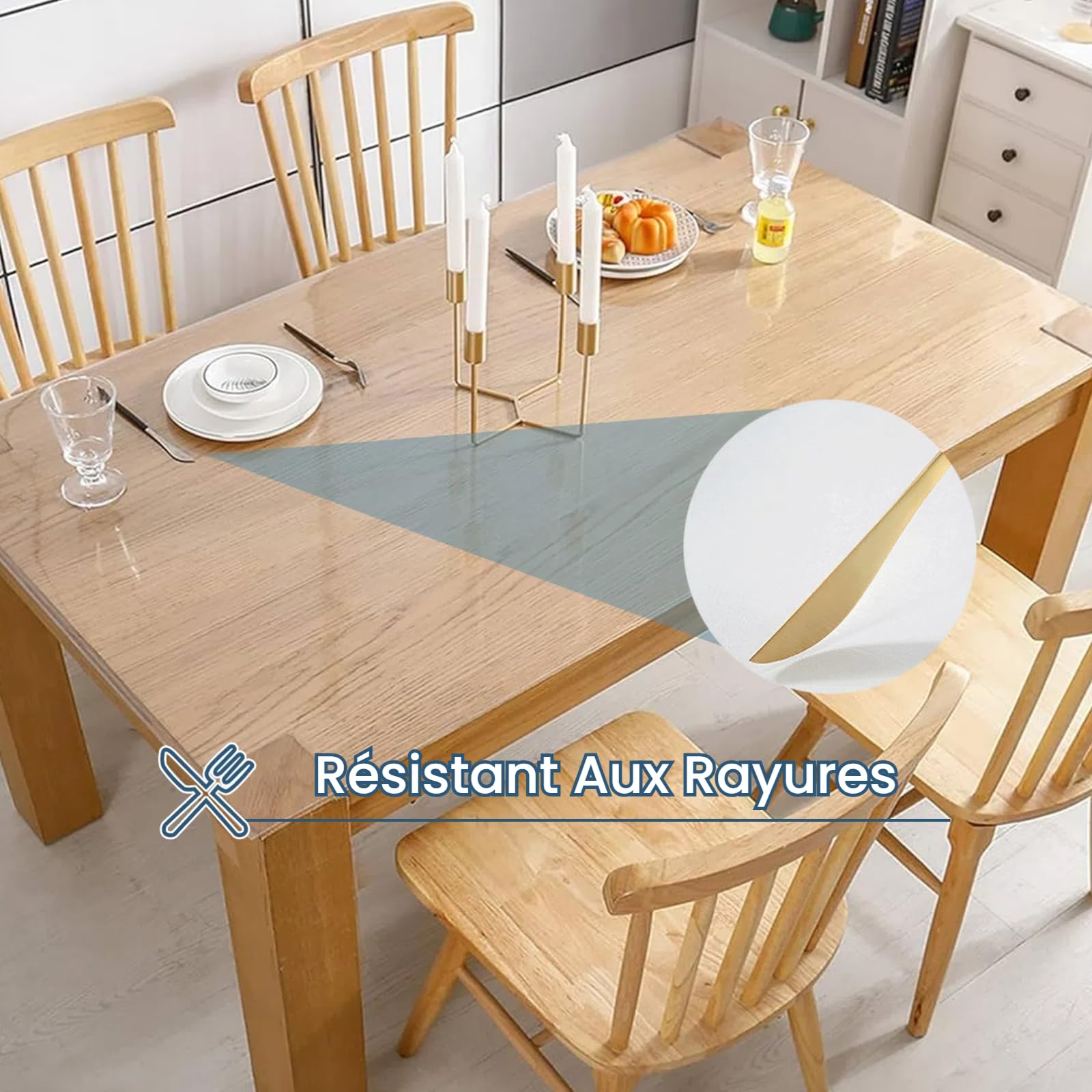 bimiti Tischdecke Transparent Wasserfest Tischschutz 2 mm mit Abgeschrägten Kanten PVC Tischfolie 200 cm x 100 cm Durchsichtige Tischschutzfolie Abwaschbar Fettdicht