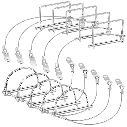 10 pines de acoplador de remolque con anillo de liberación rápida de acero, 2-34 pulgadas x 14 pulgadas (largo x ancho) pasador de acoplador de