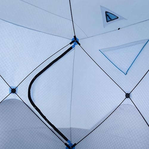 Miniatura 8 de Outsunny Refugio de pesca en hielo para 2 personas, tienda de campaña portátil emergente para pesca en hielo con bolsa de transporte, ventanas y