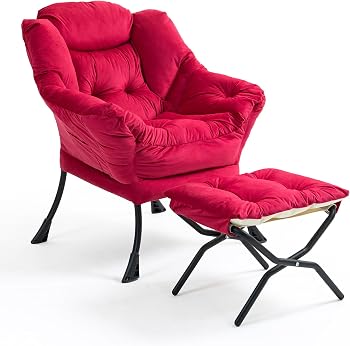 Fauteuil de relaxation en velours avec repose-pieds