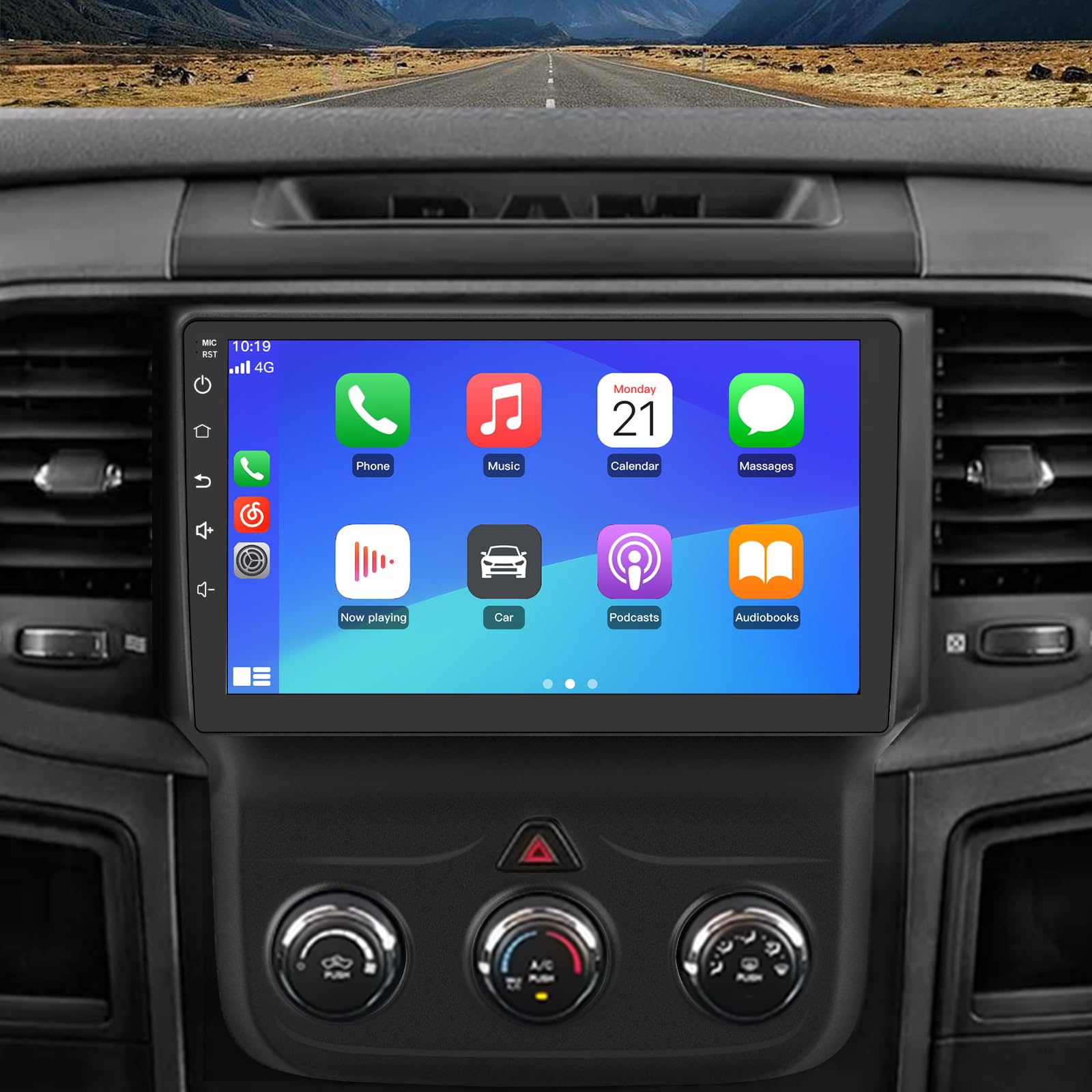 4+64GB Qualcomm 8 Core Stereo for Dodge RAM 1500 2500 3500 2013-2018, Android 13 9 inch IPS Touch Screen Radio Upgrade Wireless Carplay/Android Auto (Fit Manual AC only)