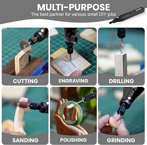 Miniatura 5 de HARDELL Herramienta giratoria inalámbrica kit de mini herramientas rotativas de 4 V 5 velocidades 25000 RPM con 101 accesorios batería de iones de