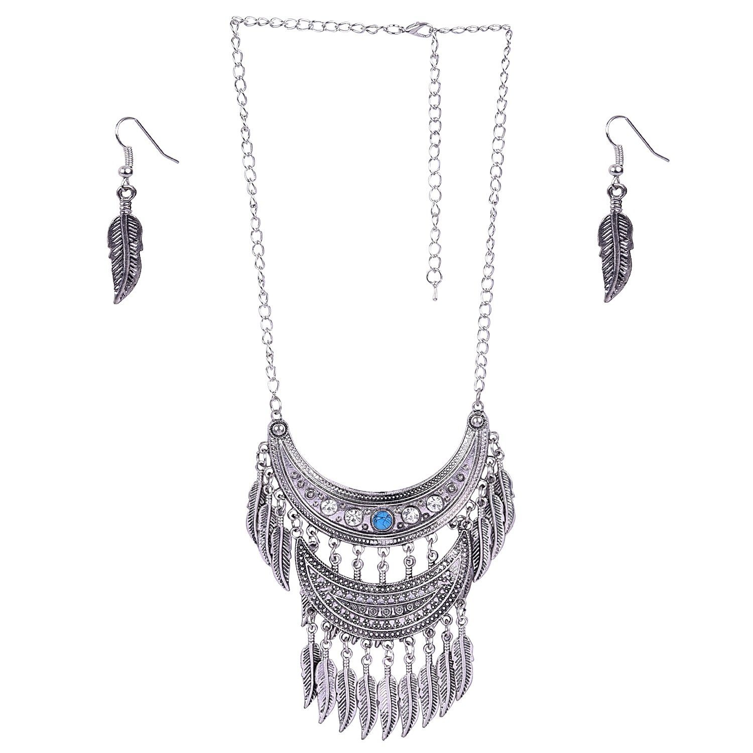 Aaishwarya Antique silver Half Moon designed Tassel Oxidised Necklace Set For Women/Girls (B01LY1C2HR) Amazon Price History, Amazon Price Tracker