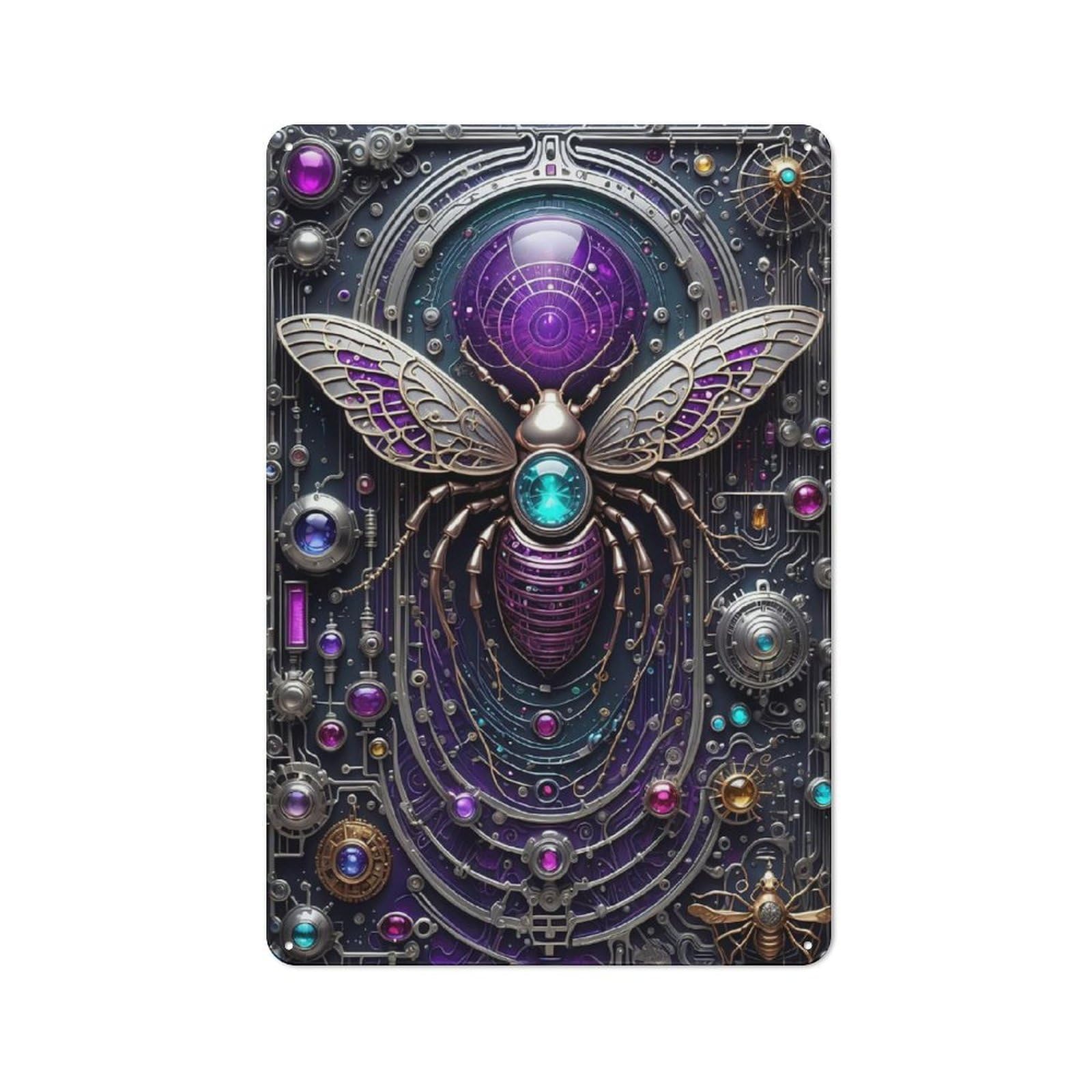 Junmoney Style-24 Galactic Bee Chronicles Garage Metal Sign 30X20cm, Weathered Look Shed Wall Plaque For Garage, Workshop, Shed Or Utility Room