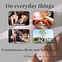 Vista 7 de Uñas postizas largas a presión, uñas postizas de bailarina con pegamento en uñas moradas, líneas negras y blancas, diseños de diamantes