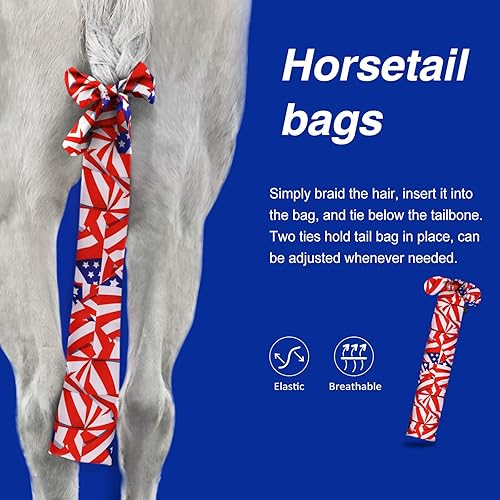 Vista 29 de Harrison Howard Bolsa de cola elástica transpirable con protector de cola de caballo, diseño de deslizamiento, protege la cola del caballo, correas