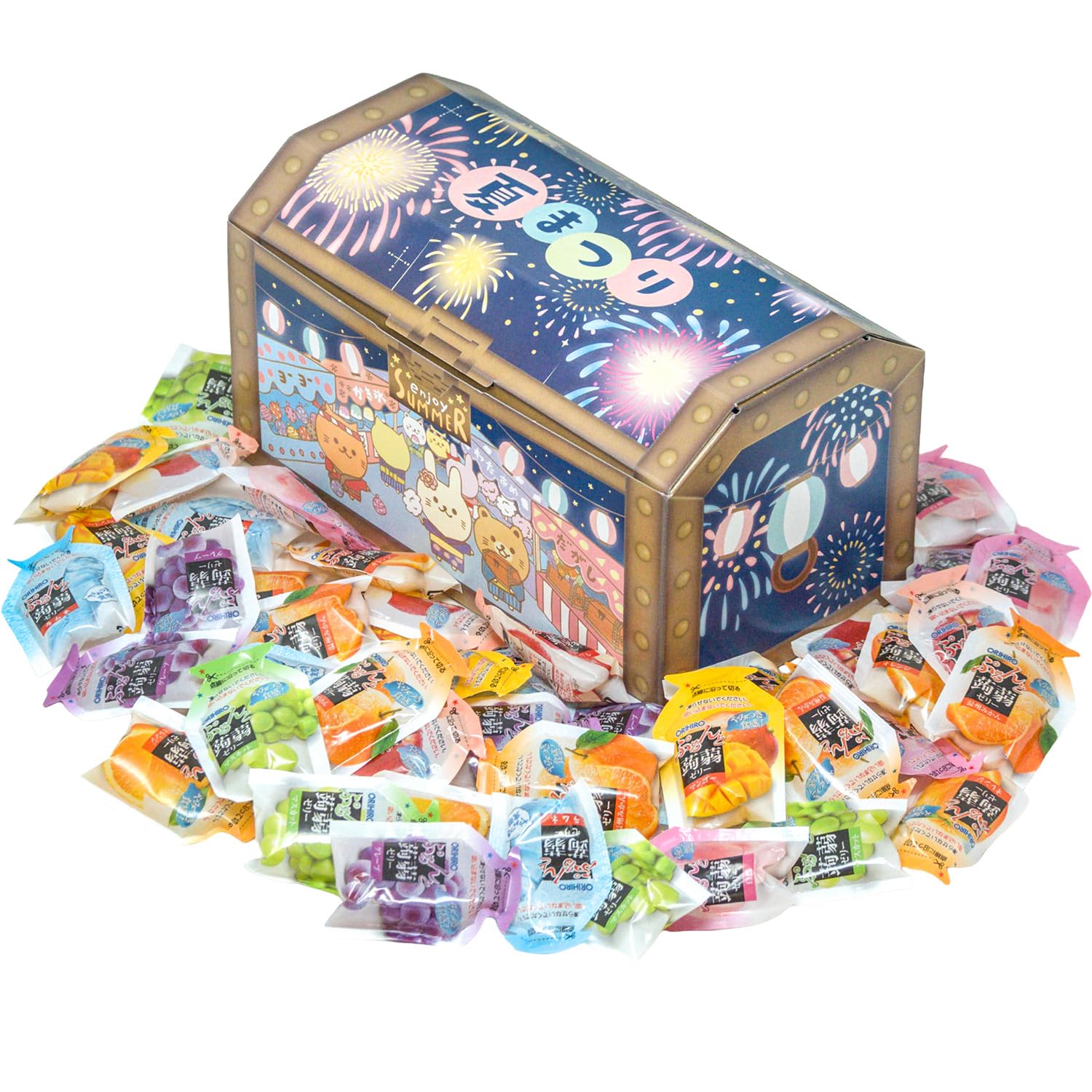Amazon.co.jp: オリヒロ ぷるんと蒟蒻ゼリー 夏まつり 宝箱 8種類960g