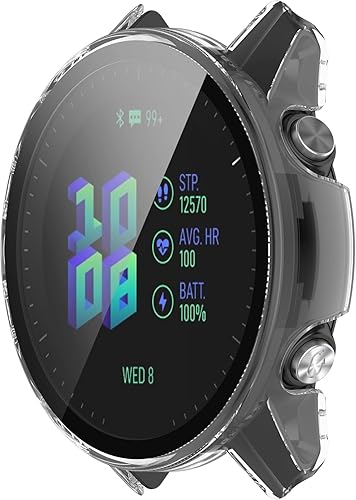 Miniatura 2 de Funda protectora compatible con Garmin Forerunner 955 Protector de pantalla para Garmin Forerunner 955 Solar PC+vidrio templado cobertura completa