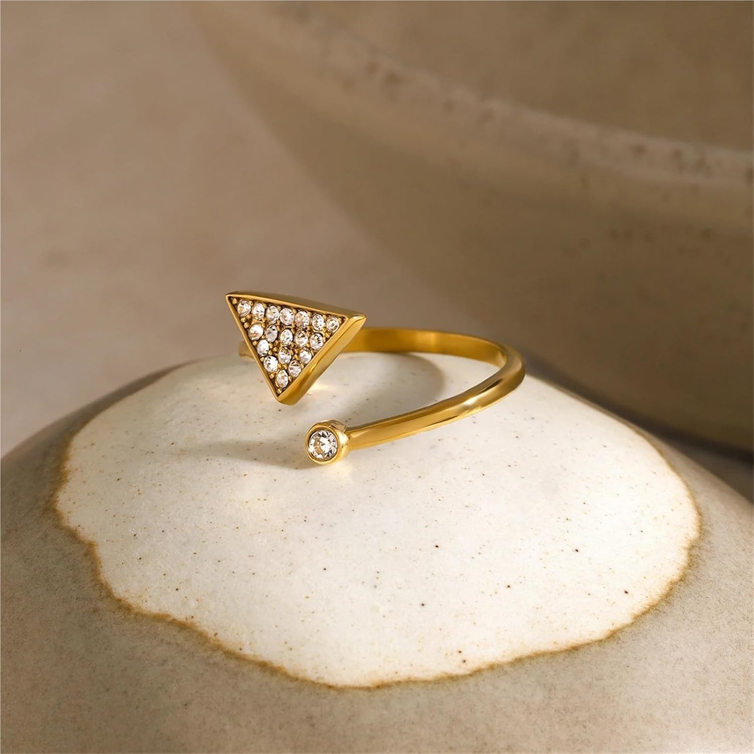 Geometric Interlocking Adjustable Ring Rhinestone Inlaid Metal Trendy Luxury Jewelry Wedding Engagment Gift 1Pcs