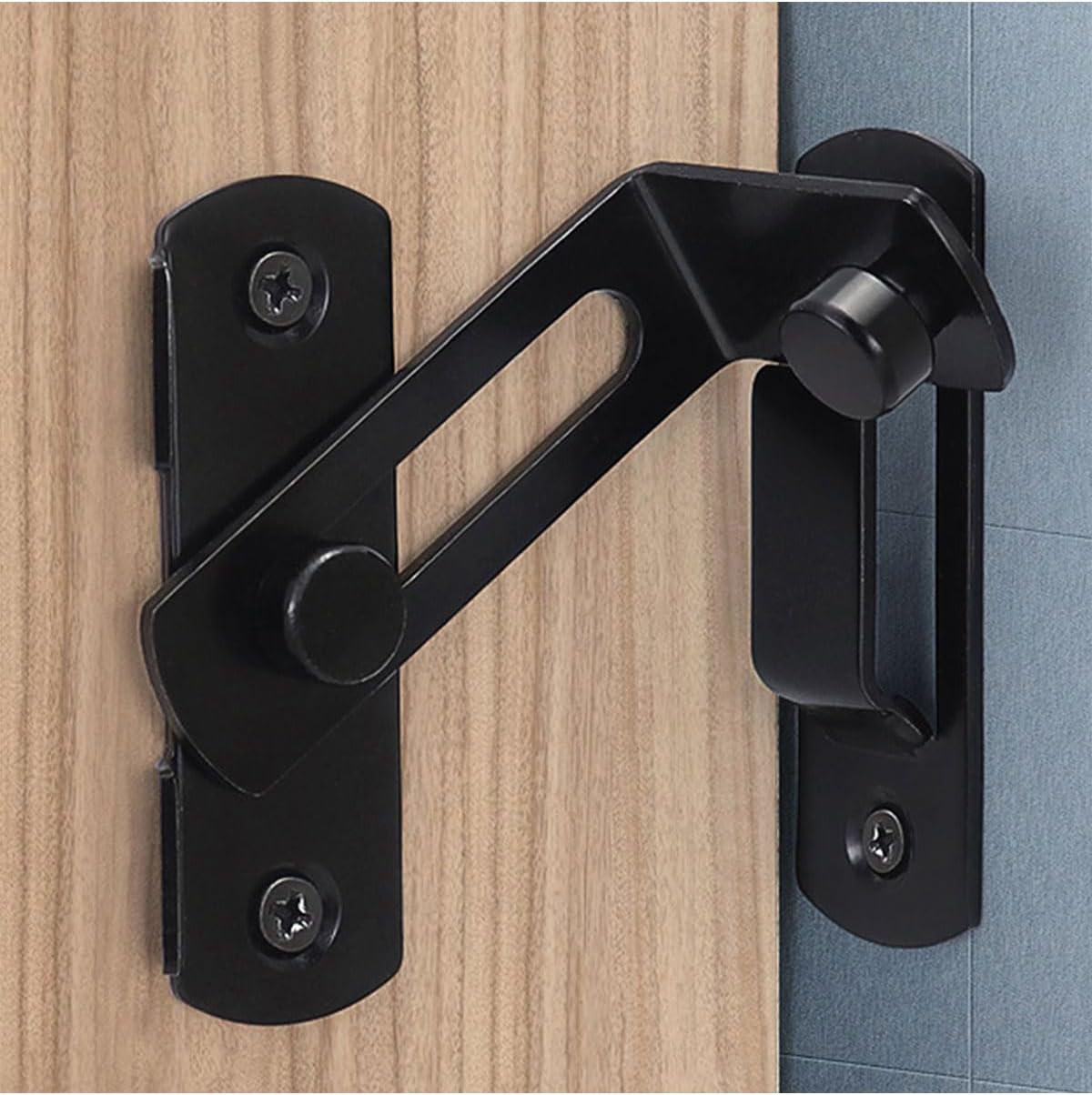 Door Lock Latch, 90° Stainless Steel Flip Slide Bolt Lock 2-Pack Right Angle Padlock Hasp for Doors, Cabinets, Gates, Wardrobes, Pet Cages, Sheds and Furniture (Black L)