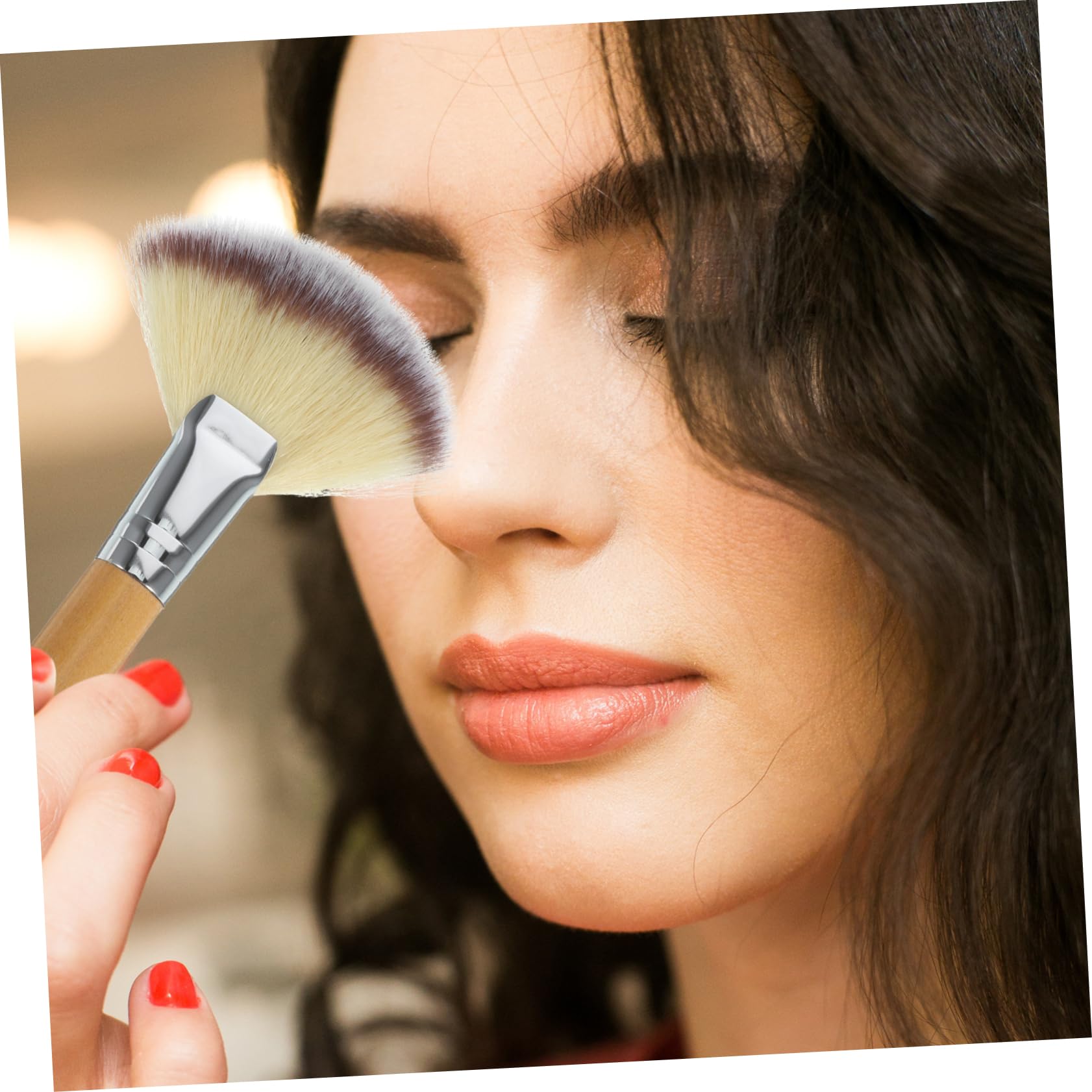 OSOLADY Facial Makeup Brush Set 2pcs for Loose Powder Setting Powder Blush Foundation Highlighting Safe Comfortable for Women Girls Ladies