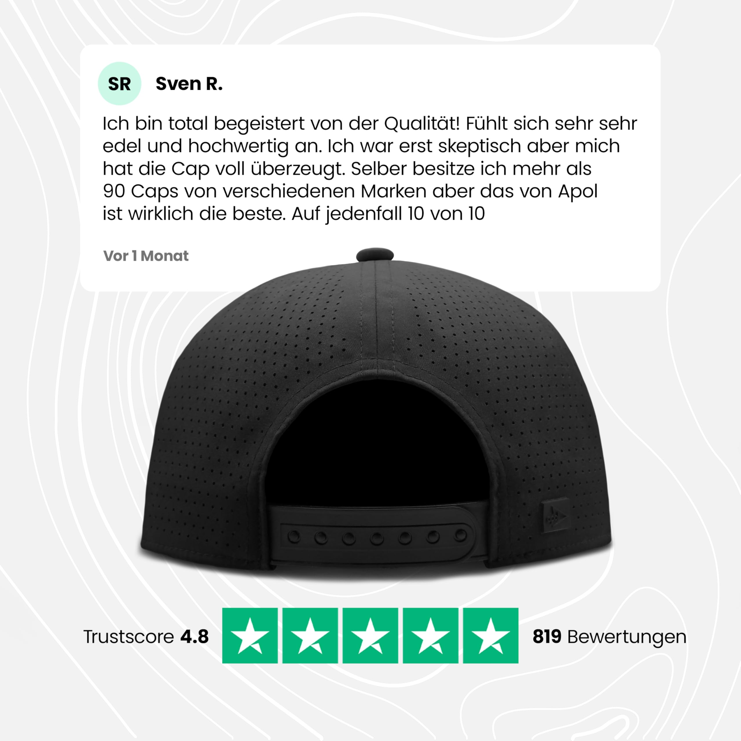 apol Premium Cap - Cloud Trucker - 100% wasserfest, atmungsaktiv, langlebig, Qualität - Snapback - Schwarz Anthrazit Navy Oliv