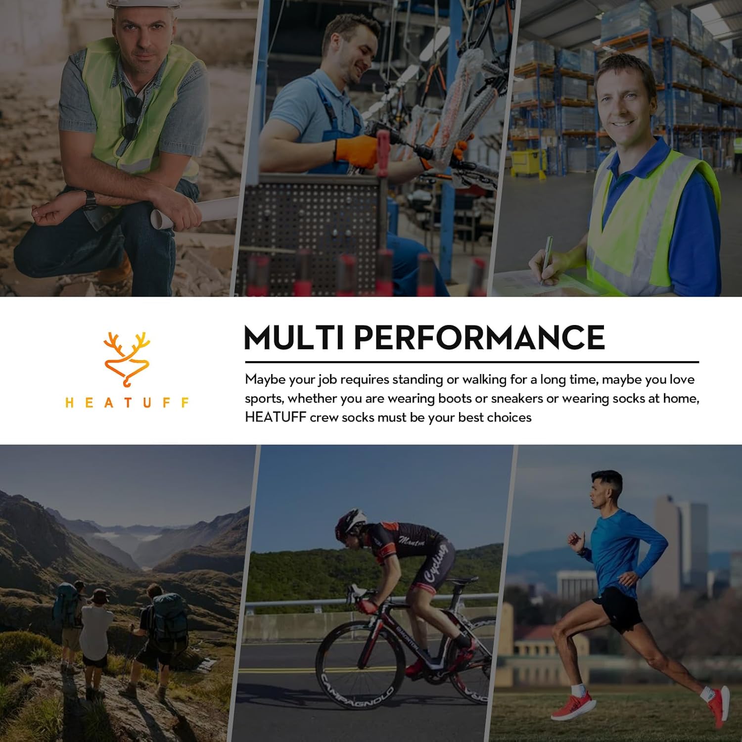 Heatuff 8 Pairs Mens Cushioned Crew Socks, Moisture Wicking Athletic Work Socks - Image 7