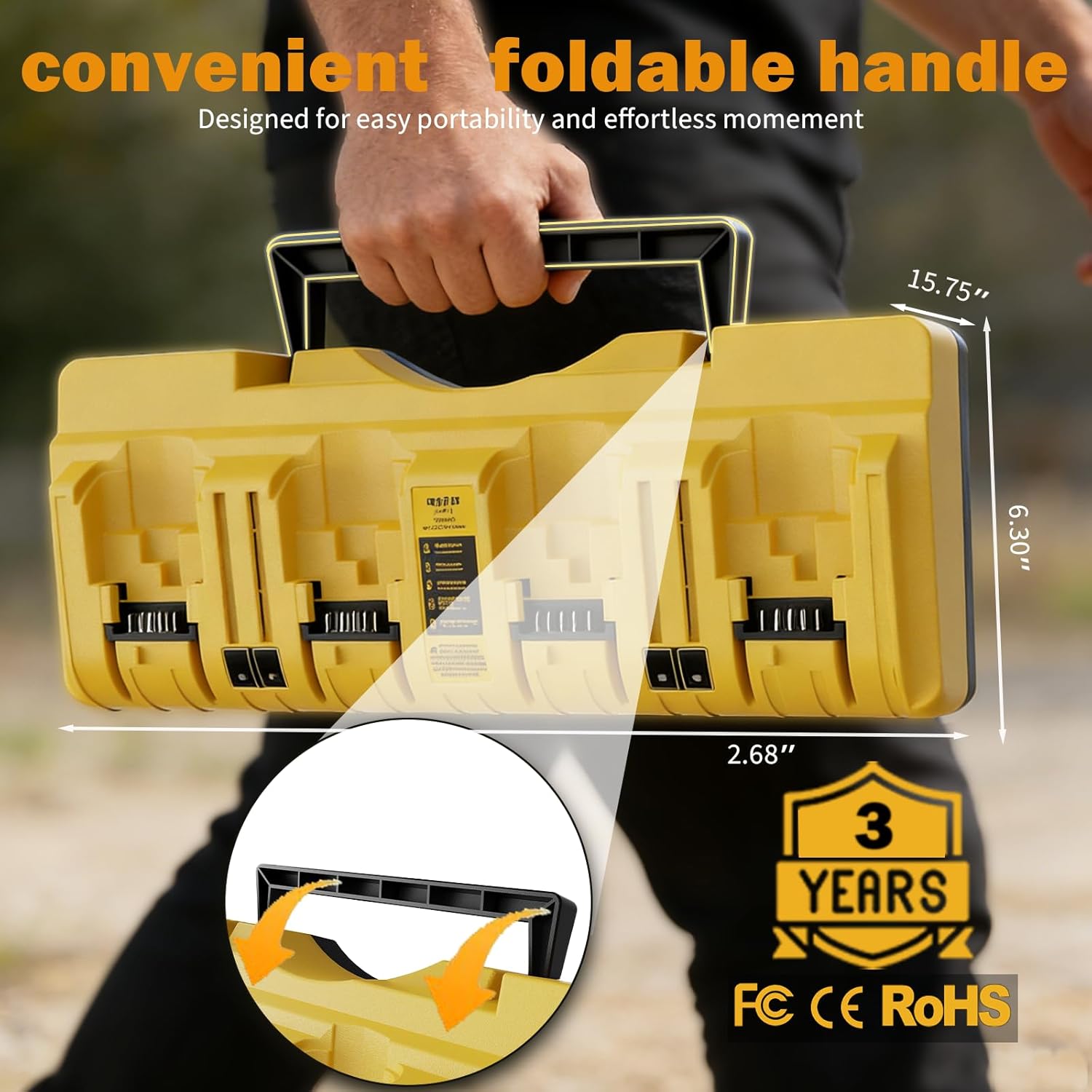 DCB104 Multi Battery Charger Station | 4-Port Fast Charger Compatible with DeWalt 12V/20V MAX, 60V MAX Flex Lithium Ion Baterías (DCB120, DCB203, DCB205, DCB206, DCB609) & Cargador Carga Rapida