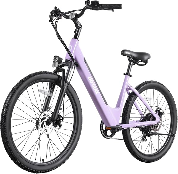 Gotrax Dolphin 26" Step -Thru Electric Bike for Adults, Max 30 Mile & 20Mph