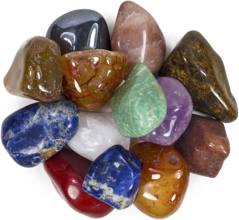 2 Pounds Brazilian Tumbled Polished Natural Stones Assorted Mix - Extra Large Size - 1.5" to 2" - Average 1.75"