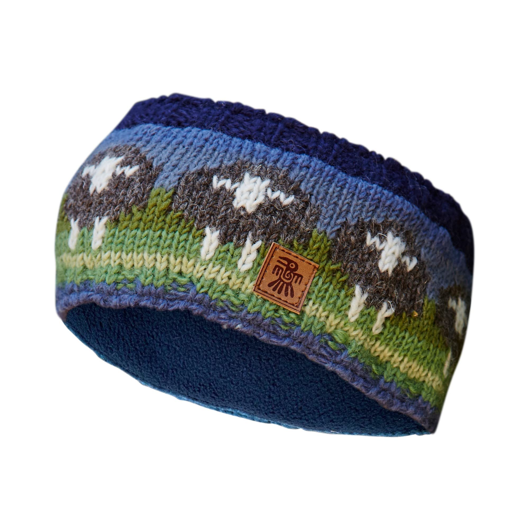 PachamamaWomen Wool Ear Warmer Headband Fleece Lined Handknitted Herdwick Sheep Multicoloured One-Size Handmade Fair Trade