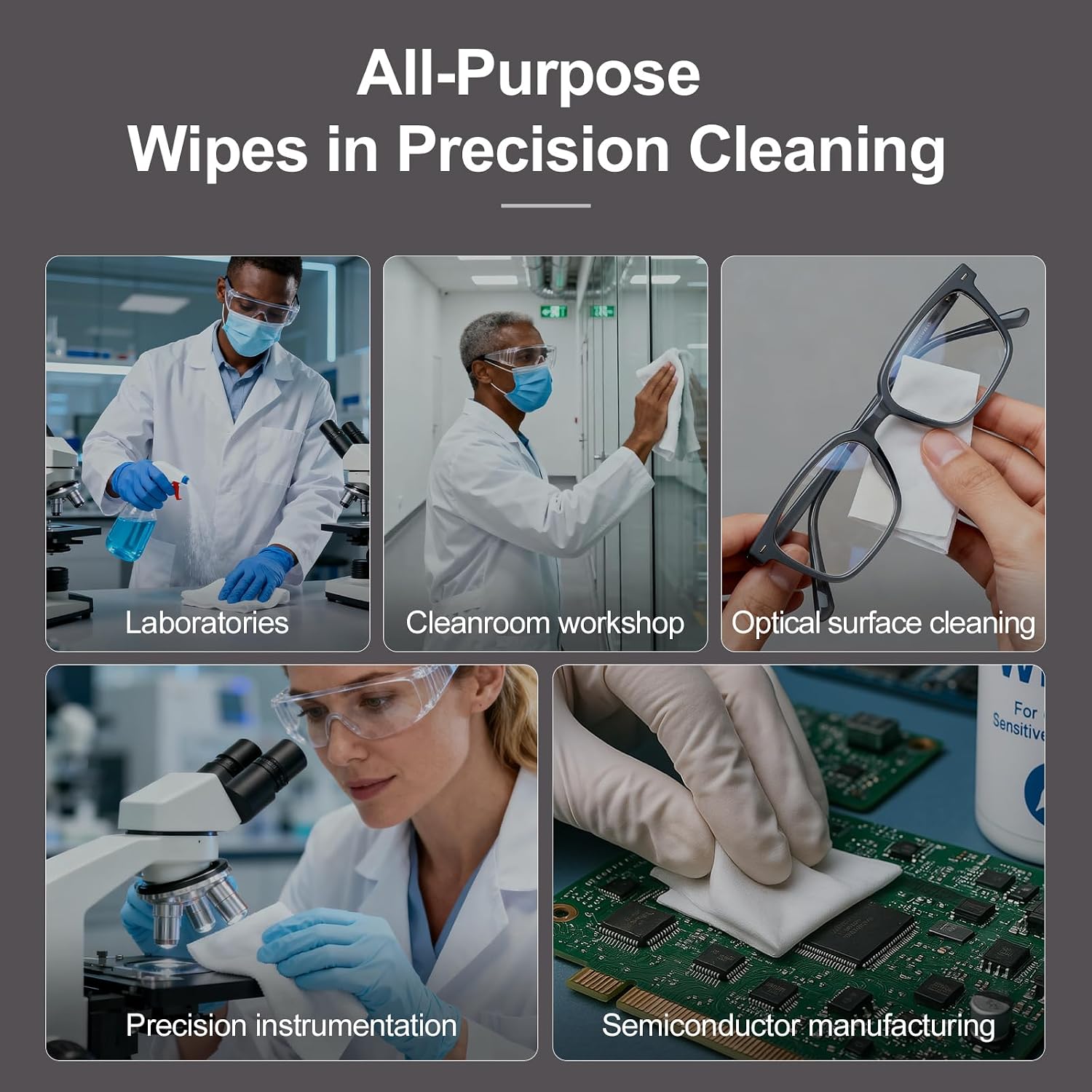 AAwipes Double Knit 100% Polyester Wipers Light Weight Version (120GSM, 9"X9", 150pcs/bag) Cleanroom Cloth Wipes Laser Sealed Edge, Ultra-soft (CP12009)