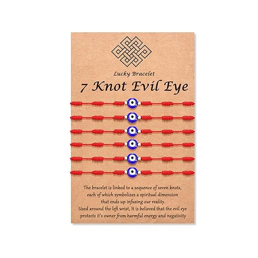 Tarsus (Ver.3) Evil Eye 7 Knot Lucky Bracelets Adjustable Red String Amulet for Women Men 6 Pcs Bracelets