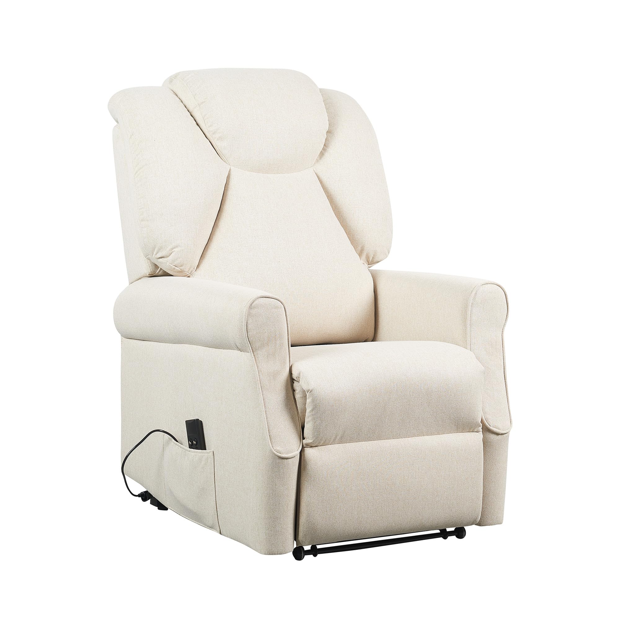 POLTRONE ITALIA Poltrona Relax Alzapersona Zero Gravity 2 motori reclinazione indipendente schienale pediera Carrello retrattile per spostamento utente antimacchia anziani soffice Beige