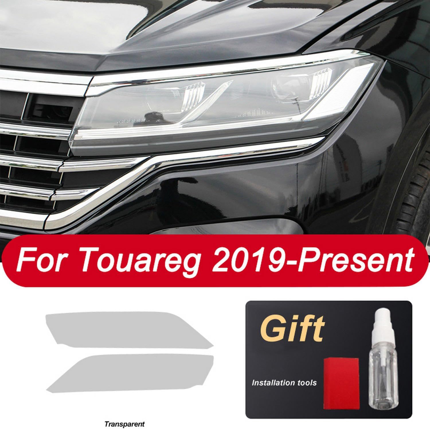 2 Pcs Car Headlight Protective Film Restoration Transparent TPU Sticker ，for olkswagen VW Touareg 7P CR 2011-On Accessories